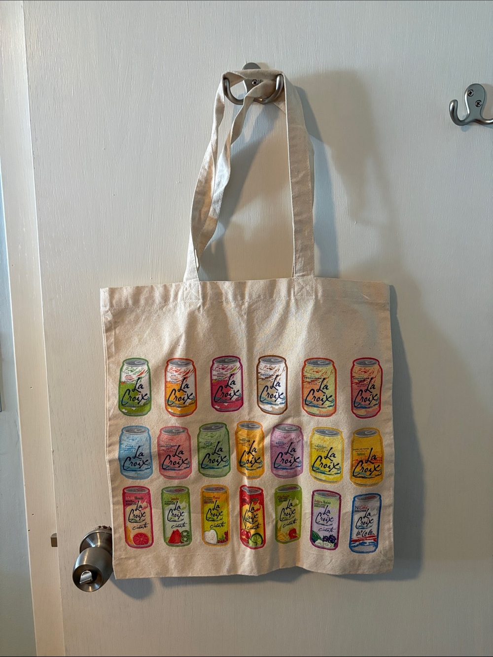 La Croix Canvas Tote Bag with Colorful Can Print